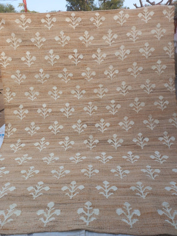 Floral Pattern Rug Loomed Rug for Living Room Seagrass Jute Carpet Runner