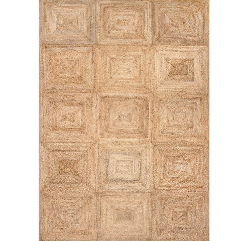 Natural Sisal Braided Area rug, Square Boxes Jute Rug, Tiles Jute Area Rug