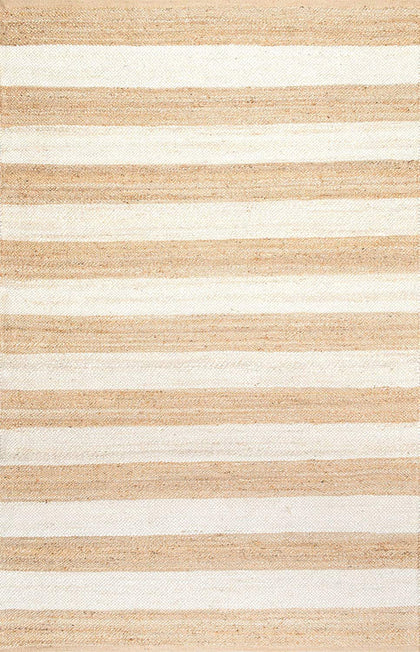 White Area Rug, Striped Pattern Rug, Natural Fiber Rug, Jute Area Rug Carpet