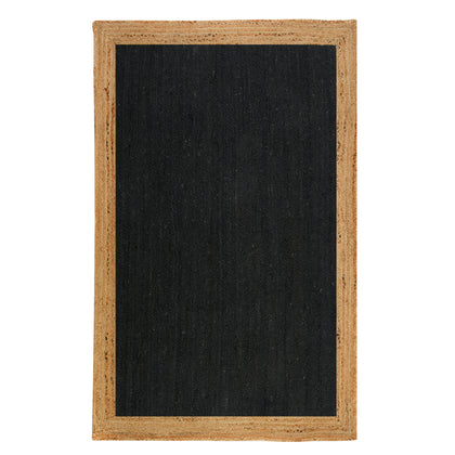 Braided Jute Rug Runner, Black Area Rug Carpet, Long Hallway Runner, Natural Woven Jute Rug