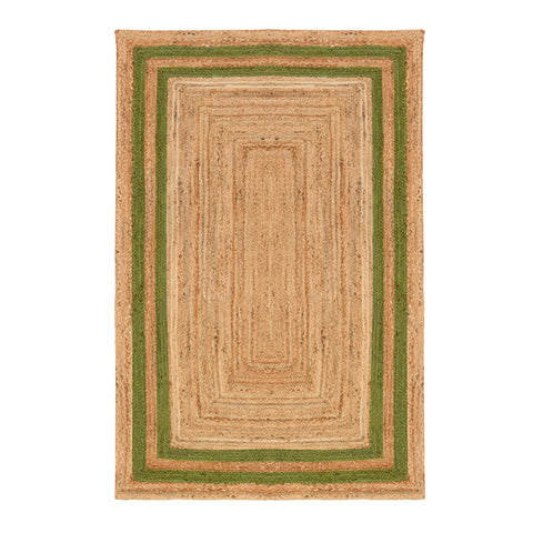Green Braided Jute Rug | Large Natural Rug for Hallway | Large Heavy Traffic Carpet