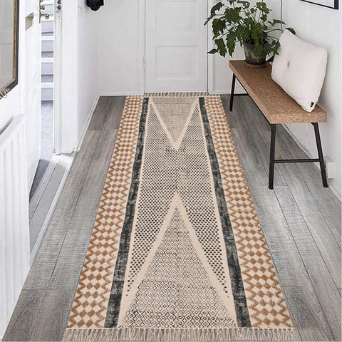Cotton Hall Runner, Washable Stair Runner, Cotton Kitchen Runner, Non Slip Bath Rug
