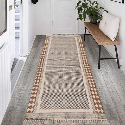Washable Cotton Runner for Hall/Entryway/Kitchen, Cotton Stair Runner Rug