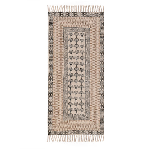 Machine Washable Runner Rug, Block Print Cotton Runner for Hall/Entryway, Picnic Beach Mat