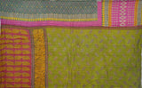 reversible cotton kantha quilt throw blanket
