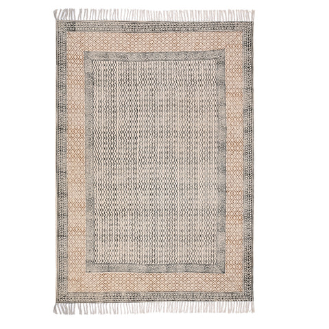 Cotton Washable Rug, Cotton Area Rug, Hand Block Print Rug, Cotton Runner Rug