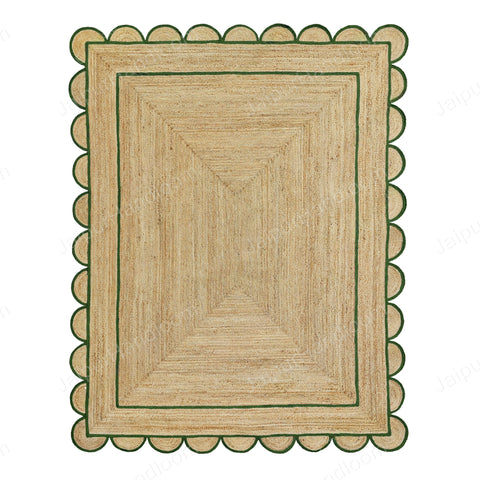 Square Scallop Rug Natural Jute Rug - Scalloped Runner Carpet