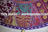 Purple 32" Big Round Floor Pillow Cushion round seating Bohemian Patchwork floor cushion pouf Vintage Indian Foot Stool Bean Bag-Jaipur Handloom