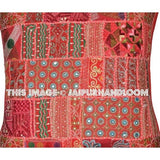 20" Large Bohemian Patchwork Sofa Pillows in Square Shape Boho Patio Cushions-Jaipur Handloom