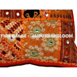 20X20 Orange Vintage Throw pillow for couch embroidered bedroom pillows-Jaipur Handloom