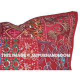 20X20 XL Red Decorative Throw Pillows For Couch Boho Patio Cushions-Jaipur Handloom