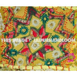20x20" Yellow Patchwork Sofa Cushions Indian Style Organic Euro Shams-Jaipur Handloom