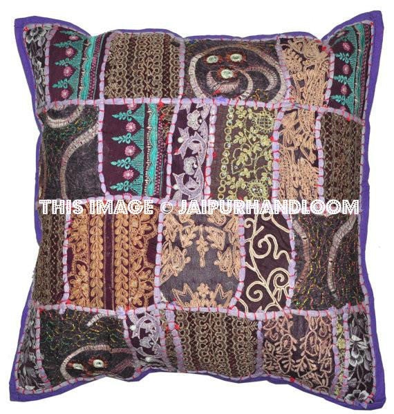 24 Purple Square Sofa Pillows Indian Embroidered Dining Chair Cushions