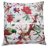 24x 24 Bird kantha Pillow Cover, kantha Throw Pillow, Decorative kantha Pillow, Indian Pillow, Pillowcase, Indian Cushion Cover Large Pillow-Jaipur Handloom