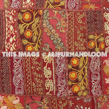 24x 24 Red Patchwork Throw Pillows For Sofa Organic Floor Cushions on Sale-Jaipur Handloom