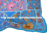 24x24" Blue Bohemian Floor Cushions in Square Shape Boho pillows for sofa-Jaipur Handloom