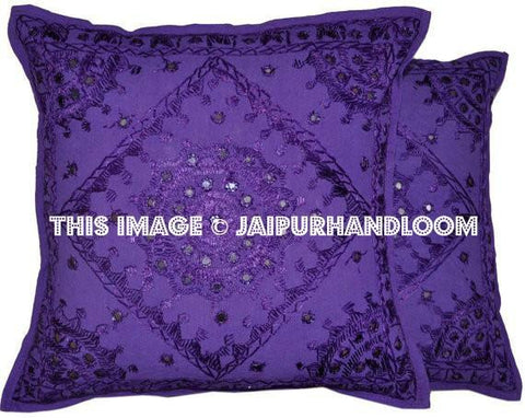 2pc Purple Boho Throw Pillow Handmade Decorative Gypsy PIllow Large Bohemian Pillow