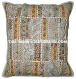 2pc Wholesale White Gypsy Decorative pillow for bed Indian Patchwork Cushions-Jaipur Handloom