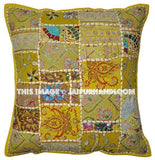 2pc Yellow Indian Bohemian Patchwork Pillows For Couch By Jaipur Handloom-Jaipur Handloom