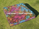 35" square mandala floor cushions bohemian indian pouf ottoman cover-Jaipur Handloom