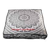 35" Square Ombre Mandala Floor Pillows Indian Ottoman Pouf Cushion Cover-Jaipur Handloom