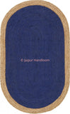 4' X 6' feet Hand Braided Navy Blue Jute RAG RUGS Living Room Area Carpet-Jaipur Handloom