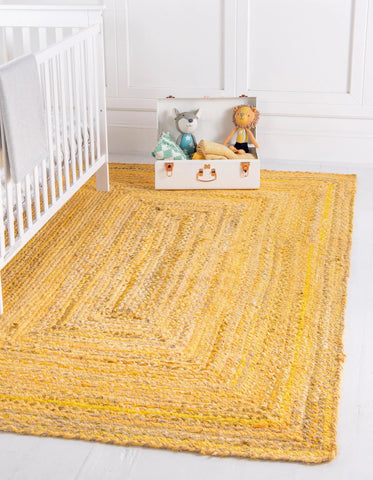 braided cotton rug, yellow cotton area rug for dining room, handwoven carpet rug