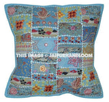 5pc Set Indian Bohemian throw Pillow in Blue decorative gypsy throw pillows-Jaipur Handloom