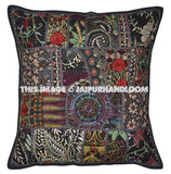 5pc set Black Decorative throw Pillows for couch Indian Handmade Yoga Pillows-Jaipur Handloom