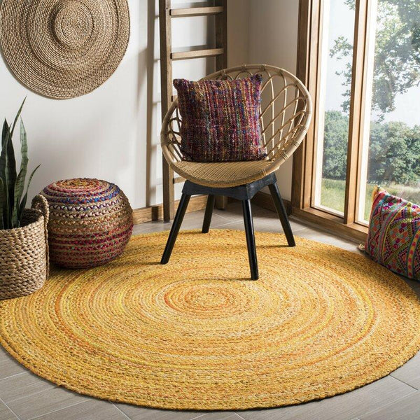 Feet Round Braided Living Room Area Rug, Bohemian Indoor Rag Rug