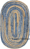 Indian Braided Cotton Rug Rag Blue Color Denim Area Carpet Floor Mats-Jaipur Handloom