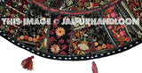 Black 32" Floor Cushion Handmade Round Floor Pillow Indian pouf bean bag cushions-Jaipur Handloom