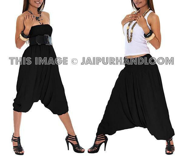 Buy Unisex Harem Pants Cotton Yoga Aladdin Trouser Black – CraftJaipur