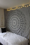 Black and white Elephant tapestry psychedelic dorm tapestries poster-Jaipur Handloom