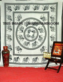 Black and white elephant tapestry cool dorm tapestry wall hanging-Jaipur Handloom