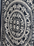Black and white tapestry hippie dorm wall hanging twin elephant bed cover-Jaipur Handloom