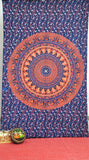 Blue Trippy Tapestry bohemian sofa couch throw blanket cute twin bedding-Jaipur Handloom