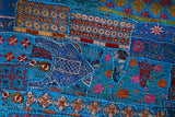 Blue embroidered queen bed cover vintage bohemian patchwork bedding set-Jaipur Handloom