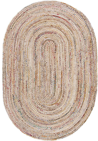 Bohemian White Chindi 5 X 7 Oval Area Rug for Guest Room & Living Room