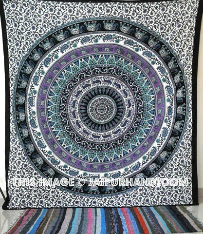 Bohemian dorm room tapestry Psychedelic dorm room bedding blanket-Jaipur Handloom