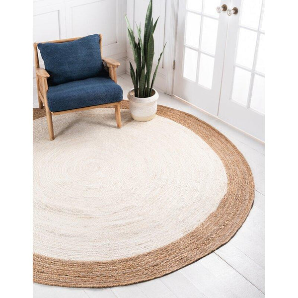 Braided Natural Jute 7 feet Round Area Rug for Living Room & Bedroom