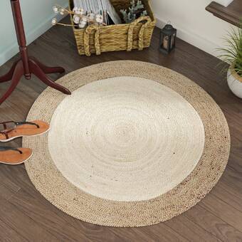 Braided Natural Jute 7 feet Round Area Rug for Living Room & Bedroom