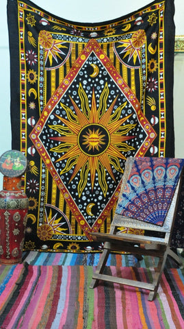 Burning Sun Tapestry Dorm Decorative Wall Hanging Twin Bohemian Bedding-Jaipur Handloom