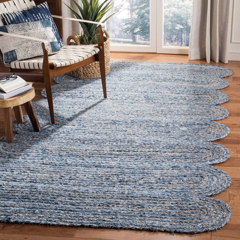 Denim Rug Runner, Denim Jute Rug, Braided Area Rug 6 X 8 for Living Room