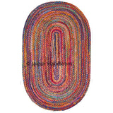 Chunky Braided Chindi Rugs in Oval Shape | Braided Office Area Carpet Door Mats 3 X 4 feet-Jaipur Handloom