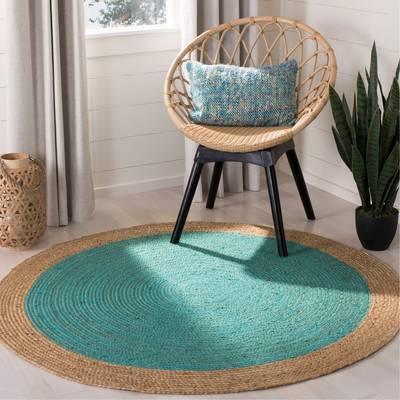 Chunky Loop Rugs, Hand-Knotted Jute Round Area Rug for Living Room