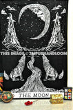 Crying Wolf of The Moon Tarot Tapestry Black and White Dorm Tapestry