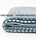 Diamond Hand Block Kantha Quilt Cotton Indian Kantha Blanket