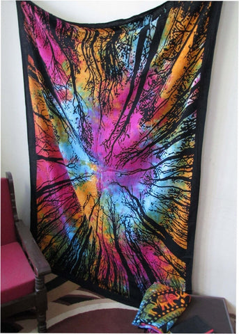 Exclusive Tie Dye Locust Trees Forest Tapestry Tree Of Life Tapestry-Jaipur Handloom