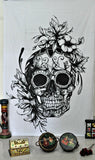 Gothic Skull Tapestry Wall hanging Hippie Psychedelic Dorm Tapestry Wall Art-Jaipur Handloom